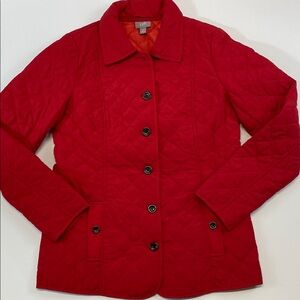 J. Jill Quilted Jacket Women’s Red Button Front Lightweight Coat Sz XS